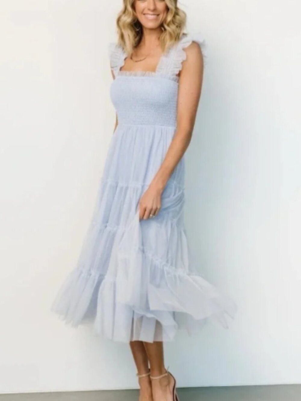 NWT Baltic Born Emma Smocked Tulle Dress Light Blue S